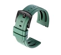 BBPLWEEA YingYou Gruppo di orologio in gomma fluoro di qualità 18mm 20mm 22mm 24mm Sport Watchband Nero Green Braccialetto con barretta a molla a sgancio rapido(GREEN,24mm silver buckle)