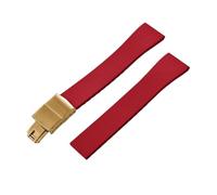 BBPLWEEA YingYou New FKM Watch Strap With Quick-release Butterfly Gold Buckle. Compatible With 16mm, 18mm, 19mm, 20mm, 21mm, And 22mm CTS Rubber Watch Strap Cutting Sizes.(Red Gold Buckle,22mmx18mm)