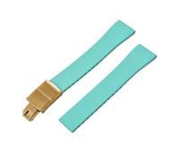 BBPLWEEA YingYou New FKM Watch Strap With Quick-release Butterfly Gold Buckle. Compatible With 16mm, 18mm, 19mm, 20mm, 21mm, And 22mm CTS Rubber Watch Strap Cutting Sizes.(Cyan Gold Buckle,21mmx18mm)