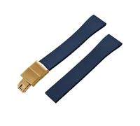 BBPLWEEA YingYou New FKM Watch Strap With Quick-release Butterfly Gold Buckle. Compatible With 16mm, 18mm, 19mm, 20mm, 21mm, And 22mm CTS Rubber Watch Strap Cutting Sizes.(Blue Gold Buckle,20mmx16mm)