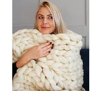 BBPM Coperte Lana Grossa Coperta A Maglia Grossa Fatto Mano Morbida Molto Coperta A Maglia Grossa in Filato di Lana Merino Decorazioni per La Casa Decorazione,Beige,100x100cm/39x39in