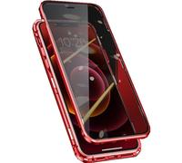 BBPM Custodia magnetica per iPhone 15 Pro Max/15 Pro/15 Plus/15 Plus/15 Cover Anti-Peep Custodia a doppio lato in vetro temperato trasparente 360 Custodia protettiva completa, rossa, per 15