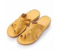 BBPM Sandali con Zeppa da Donna con Supporto per L'Arco Plantare Comode Infradito Pantofole Infradito estive Casual Sandali con Zeppa Sandali con borsite,Giallo,EU41/US9