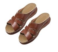 BBPM Sandali ortopedici con zeppa 2025 da donna, punta aperta, sandali estivi antiscivolo con plateau, scarpe da spiaggia, cuscino con supporto per l'arco, marrone, EU39/US 7.5