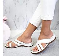 BBPM Sandali ortopedici Estivi per Donna Pantofole per la correzione dell'alluce valgo Scarpe Piatte Separate con Punta Casual con Supporto per L'Arco Plantare,Bianca,EU39/US7.5