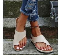 BBPM Sandali ortopedici per alluce valgo da donna con plateau sandali comodi aperti in pelle PU con gancio regolabile e anello per dita dei piedi sandali piatti da spiaggia, oro, EU37/US6