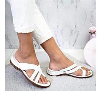 BBPM Sandali per la correzione dell'alluce valgo da Donna Infradito Sandali con Supporto per L'Arco Comode Pantofole estive Scarpe da Passeggio Ortopediche Piatte con Alluce,Bianca,EU41/US9