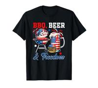 BBQ Beer And Freedom 4 luglio Funny Player Drinker Maglietta