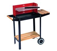 BBQ Collection Barbecue a carbonella - Barbecue a carbone con ruote - Barbeque Griglia regolabile e paravento - Barbecue con tavolo laterale - Nero