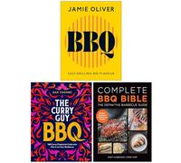 BBQ Easy Grilling Big Flavour, Curry Guy BBQ & Complete BBQ BIBLE The Definitive Barbecue Guide 3 Books Collection Set