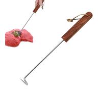 BBQ Food Turner, flipper alimentare | Gancio per flipper di carne in acciaio inossidabile - Gadget da cucina, twister di cibo con manico in legno per grigliate