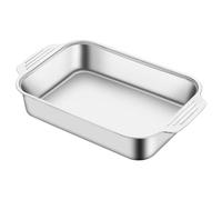 BBQ Griddle Plate - Bistecchiera rettangolare in metallo, per esterni, frutti di mare, con manici, padella piatta per campeggio, picnic,