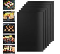 BBQ Griglia Tappetini 7 Pezzi 40x30 cm, Tappetino Barbecue Antiaderente Resistente al Calore, Riutilizzabile e Lavabile, Perfetto per Griglia a Gas, Carbone e Forno Elettrico