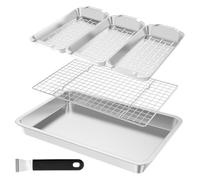 BBQ Grill Basket - Perfect Vegetable Grill Basket | Grilling Basket Set | Rettangolare Stainless BBQ Gage Flat Bottom Secure Grip For Fish Shrimp Meat Beach Picnics Family Gathering
