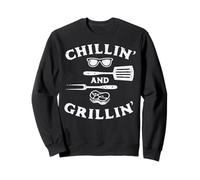 BBQ Grillin Chillin Barbecue Grill Master Dad Uomini Donne Bambini Felpa