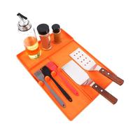 BBQ Mat, Spatula Mat Outdoor Grill, Silicone Protector, Utensils and Tools Holder, 16.14x11.61x0.67 inches, Drip Pad Design, Easy to Clean, Grilling Accessory for Counter