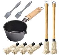 BBQ Mop-Padella per salsa in ghisa 11 in 1 Set di pennelli per salsa è adatto per macchine per pancetta, griglie e stufe, cucina da campeggio e fusione del burro (A1)