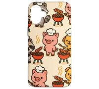 BBQ Party Animals Kawaii Grill Parade Summer Fun Custodia per iPhone 16 Plus