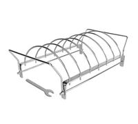 BBQ Rib Rack, Stainless Steel Steak Rack, Rustproof Food Grade Roasting Stand Holder, Smoker Accessory, Ideal for Prep and Grilling, 13.78x7.68x3.94 Inches, Silver Color, 1 pezzo