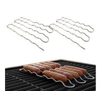 BBQ Sausage Roller Rack,Portable Stainless Steel 360° Rotating Barbecue Griller,bbq hotdog holder,Hot Dog Roller Grill, Grill Hot Dog Turning Holder, for Picnic, Camping, Backyard Barbecue (2pcs)