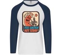 BBQ Smokin Hot Today Divertente Grill Uomo L/S Maglietta Baseball