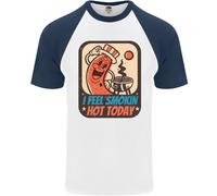 BBQ Smokin Hot Today Divertente Maglietta Baseball S/S Uomo