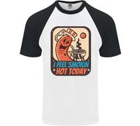 BBQ Smokin Hot Today Divertente Maglietta Baseball S/S Uomo