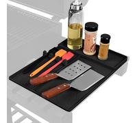 Bbq Spatula Mat, Silicone Grill Pad, Utensil Drip Tray, Non Slip Surfaces Heat Resistant Design Black for Outdoor Cooking and Kitchen Countertops Use, 16.14x11.61x0.67 Inches