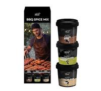 BBQ Spice Mix - 3 Miscele Gourmet Cajun, Chimichurri ed African Rub - Rub e Marinature per Carne, Pollo, Pesce e Verdure - Kit Barbecue Artigianale Idea Regalo