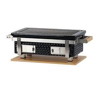 BBQ-Toro Barbecue da tavolo in ceramica con base in legno | 50 x 23 x 17 cm | Barbecue da tavolo Hibachi senza elettricità | nero, mini griglia da tavolo a carbonella, barbecue a carbonella