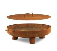 BBQ-Toro braciere Ø 60 cm con coperchio | effetto ruggine | focolare da esterno con tre gambe e due manici | braciere da giardino, fire pit, fire bowl