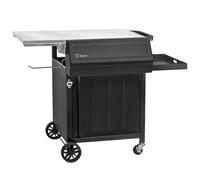 BBQ-Toro Carrello per barbecue, 100 x 73 x 91 cm, nero, con grande superficie di lavoro, tavolino con ruote, per esterni, carrello da portata con ripiano