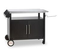 BBQ-TORO Carrello per barbecue 103,5 x 59 x 81 cm | argento/nero | Tavolo per barbecue con ampio piano di lavoro | Tavolo per barbecue outdoor, carrello per servire, carrello da giardino all'aperto