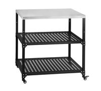 BBQ-Toro Carrello per barbecue, 80 x 80 x 83 cm, nero, con grande superficie di lavoro, per barbecue, per esterni, carrello da portata con ripiano in acciaio inox