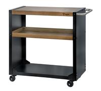 BBQ-Toro Carrello per barbecue, 95 x 50 x 90 cm, colore nero, con effetto legno, con grande superficie di lavoro, per barbecue, per esterni, carrello da portata