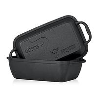 BBQ-Toro Casseruola in ghisa con coperchio, 4,5 litri, 2 in 1, padella in ghisa + pentola per stufare, teglia per pane con coperchio, teglia in ghisa, grande pentola, rettangolare, padella per