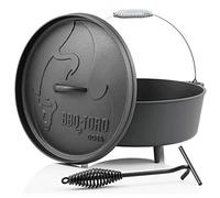 BBQ-Toro Forno olandese Alpha Serie | precampionato - già bruciato| Diverse dimensioni | Pentola in ghisa olandese precampionato | Forno olandese in ghisa (DO6A - 5,5 Litri, Pentola con piedini)
