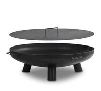 BBQ-Toro in Acciaio Inox Ø 80 cm con Coperchio | Nero | Braciere da Esterno con TRE Piedini e Due Maniglie, Braciere per il Giardino, Scatola per Bruciare, Garden Fire Pit, Fire Bowl, Vasca per Fuoco