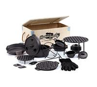 BBQ-Toro Mania Family - Set di 19 fornelli olandesi in scatola di legno, con pentola e altro ancora, in ghisa, già bruciato, barbecue, forno olandese, pentola per barbecue