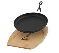 BBQ-TORO - Padella, con base in legno | rotonda | padellina in ghisa (1)