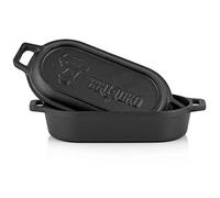 BBQ-Toro Pentola in ghisa da 1 litro 29 x 12,5 x 5,5 cm, pre-bruciata, passerella olandese, casseruola in ghisa, ideale per pasticceria, stufati