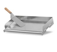 BBQ-Toro piastra per grigliare in acciaio inox con spatola per grigliare | 49,5 x 28 cm | set per grigliare, plancha per grigliare | rettangolare, universale e solida