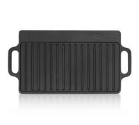 BBQ-Toro Piastra per grigliare in ghisa con maniglie | 40 x 20,5 cm | piastra reversibile, utilizzabile su ambedue le parti | rettangolare, universale e solida