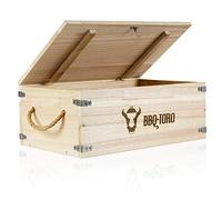 BBQ-TORO Scatola rustica in legno per Dutch Oven e accessori per barbecue I 27,5 litri di volume I (L) 54 x (P) 33 x (H) 21 cm I Scatola in legno per piastra grill, griglia e accessori per grill