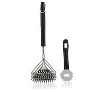 BBQ-Toro Set di 2 spazzole ergonomiche per barbecue | 3 spazzole con raschietto | posate in acciaio | Spazzola per barbecue, accessori per barbecue, spazzola per la pulizia