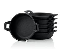 BBQ-Toro Set di 6 padelle per barbecue in ghisa, diametro 13 cm, pre-cotte e pre-bruciate
