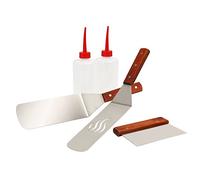 BBQ-Toro Set di accessori per plancha grill in acciaio inox da 5 pezzi | Set di accessori per Plancha con spatola, paletta, bottiglie a spruzzetta | Strumento per la griglia teppanyaki