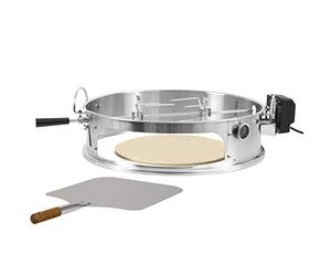 BBQ-Toro Set di anelli per pizza in acciaio inox con perno per grigliare | inserto e perno per arrostire per griglia a sfere da Ø 57 cm | con paletta, pietra per pizza e termometro