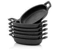 BBQ-TORO Set di padelline (pacco da 6) | 20 x 9,5 cm - ovale | Padelline in ghisa