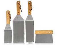 BBQ-Toro Set di palette da cucina in acciaio inox da 4 pezzi | set di accessori per barbecue plancha con palette angolari e spatola per barbecue | set di posate per barbecue